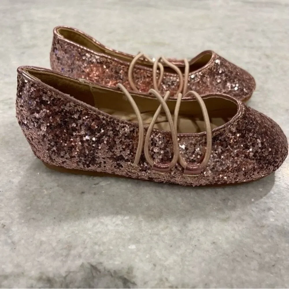 QQ Girls Gold Sparkly Shoes Baby 5